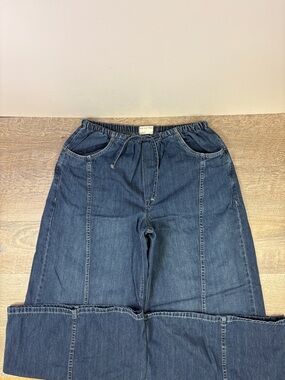 We The Free Wide Leg Pull-On Jeans | Elastic Waist | Medium | Boho Relaxed Fit